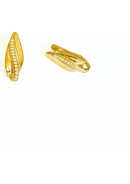 Yaprak Modeli Taşlı Şık Gümüş Küpe modelleri