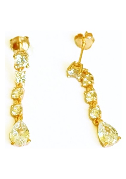 Beyaz Damla Taş Sallantılı Gümüş Küpe