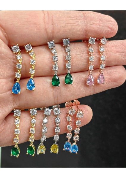 Beyaz Damla Taş Sallantılı Gümüş Küpe fırsatları