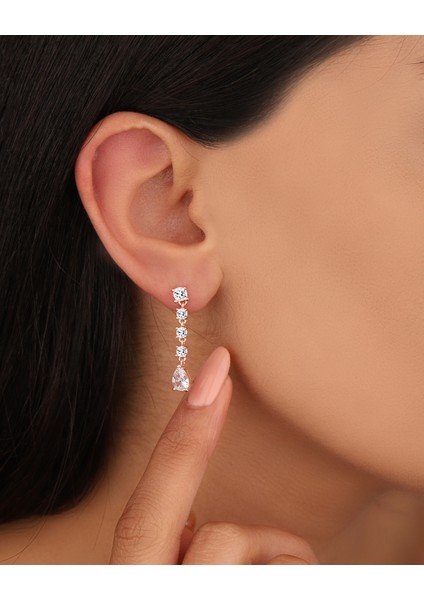 Beyaz Damla Taş Sallantılı Gümüş Küpe indirimleri