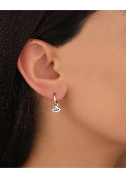 Sallantılı Renkli Zirkon Taşlı Göz Gümüş Küpe