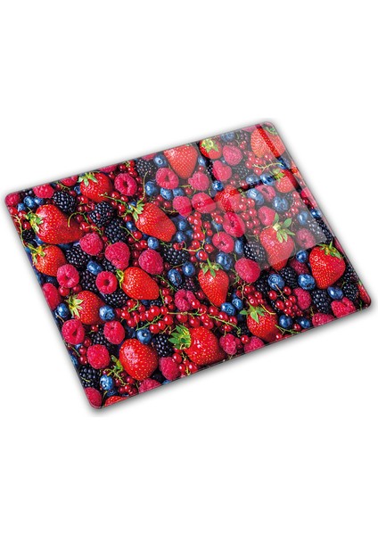 Mor Ve Kırmızı Meyveler | Cam Kesme Tahtası - Cam Kesme Tablası | 20cm X 30cm modelleri