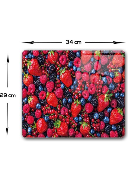Mor Ve Kırmızı Meyveler | Cam Kesme Tahtası - Cam Kesme Tablası | 20cm X 30cm fırsatları