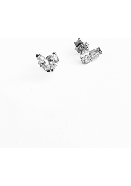 Çift Taşlı Minik Gümüş Küpe modelleri