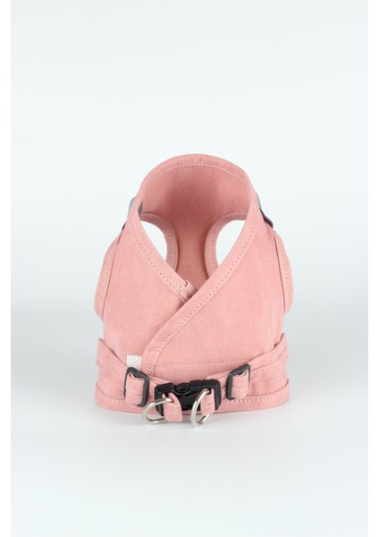 Kedi Tasması Göğüs Tasma Seti Yumuşak Süet Pudra Renk modelleri