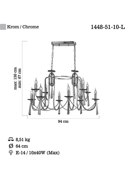 Kontes 10 Lu Krom Y.m Avize (6+4) 10XE14