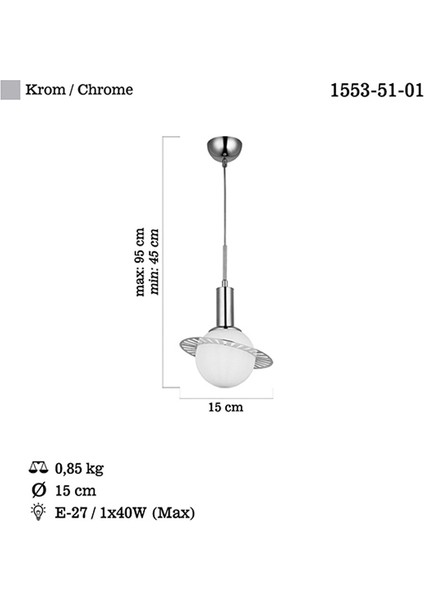 Glovıs Q15 Krom Kçk Tekli  1XE27