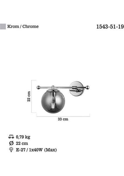 Atron Tekli Krom Aplik 1XE27