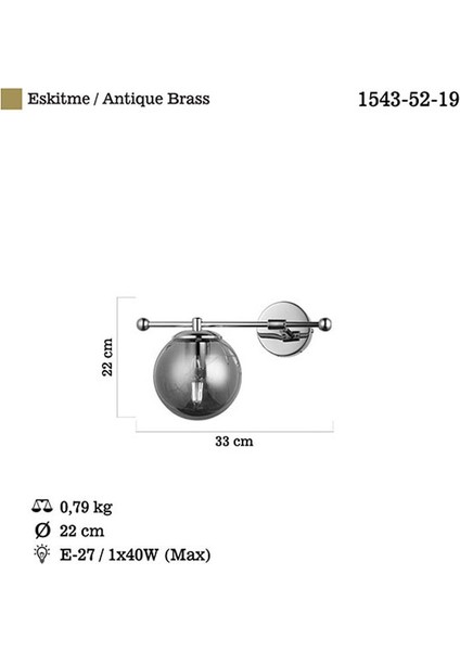 Atron Tekli Antik Lak Aplik 1XE27