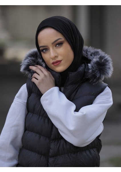 Lebs Kadın Kapüşonlu Kolsuz Su Geçirmez Uzun Boy Uzun Şişme Yelek Siyah Battal Beden Tesettür Mont fiyatları