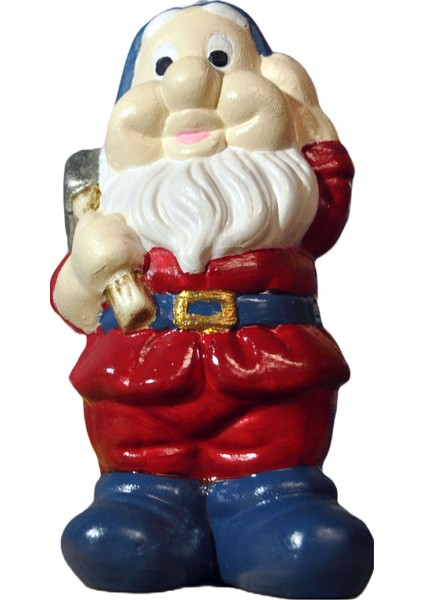 Nesli Butik Kürekli Mini Cüce Gnome 9 cm Dekoratif El Boyaması Biblo