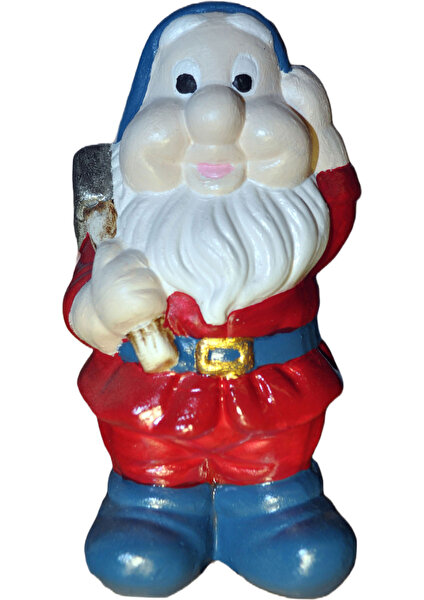 Nesli Butik Kürekli Mini Cüce Gnome 9 cm Dekoratif El Boyaması Biblo