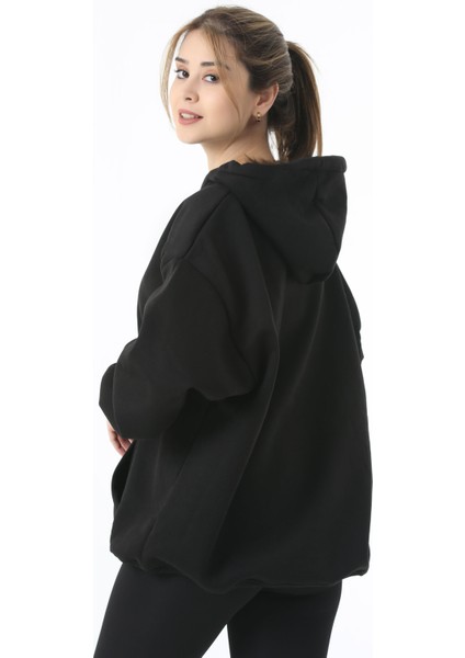 Unisex Kanguru Cepli Kapüşonlu Tam Oversize Sweatshirt Hoodie