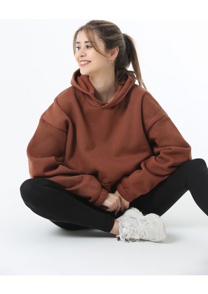 Unisex Kanguru Cepli Kapüşonlu Tam Oversize Sweatshirt Hoodie