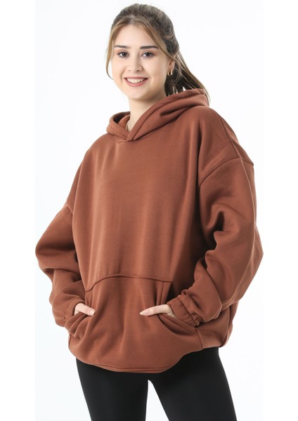 Unisex Kanguru Cepli Kapüşonlu Tam Oversize Sweatshirt Hoodie