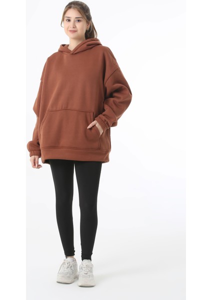 Unisex Kanguru Cepli Kapüşonlu Tam Oversize Sweatshirt Hoodie