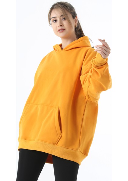 Unisex Kanguru Cepli Kapüşonlu Tam Oversize Sweatshirt Hoodie