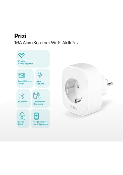 Prizi 16A Akım Korumalı Wifi Akıllı Priz