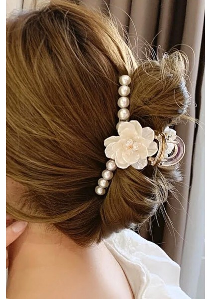 Beyaz Gül Incili Mandal Toka