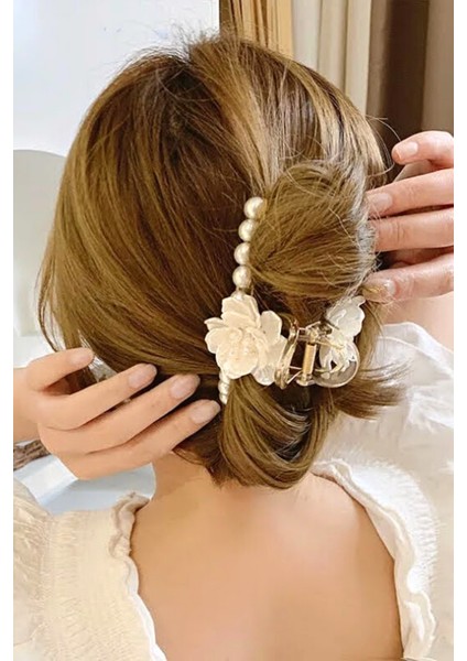 Beyaz Gül Incili Mandal Toka modelleri