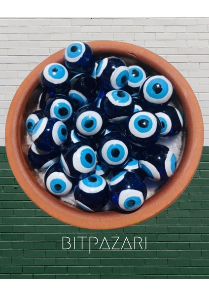 18 mm Danagöz Nazar Boncuğu - Dekoratif Boncuk 20 Adet - ( Kalın Delikli )