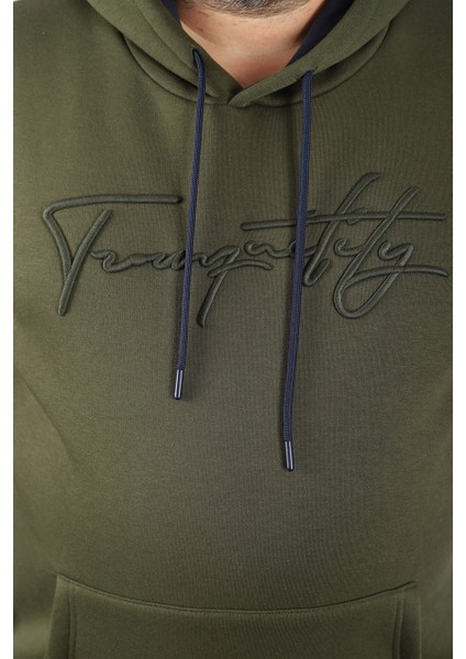 Mocgrande Büyük Beden Kapüşonlu Sweat Twenty 22741 Hakı modelleri