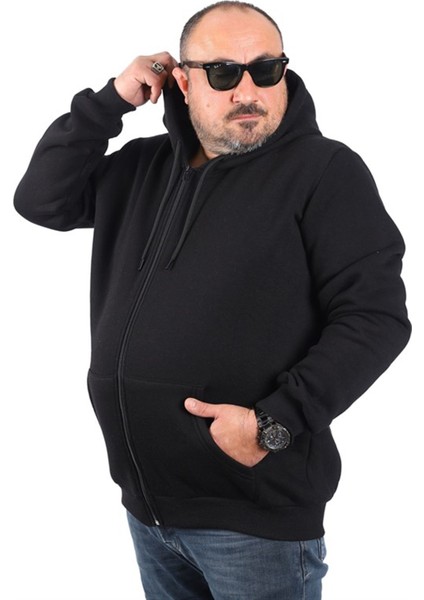 Büyük Beden Unisex Kapüşonlu 3ip Sweat 11701 Siyah fiyatları