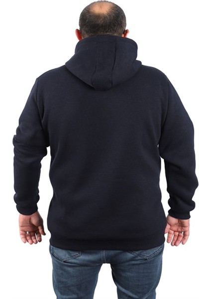 Büyük Beden Unisex Kapüşonlu 3ip Sweat 11701 Koyu Lacivert modelleri