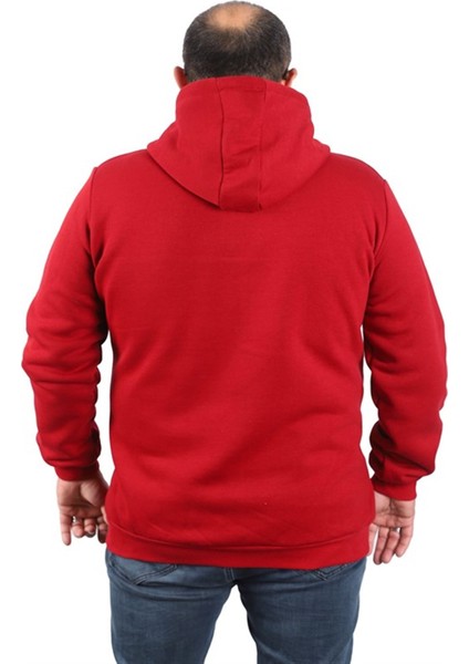 Büyük Beden Unisex Kapüşonlu 3ip Sweat 11701 Bordo modelleri