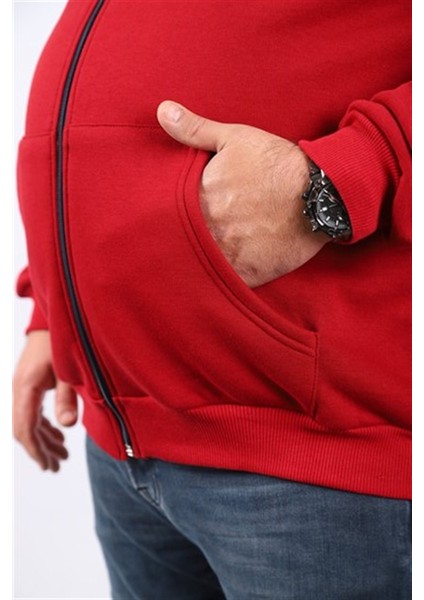 Büyük Beden Unisex Kapüşonlu 3ip Sweat 11701 Bordo fırsatları