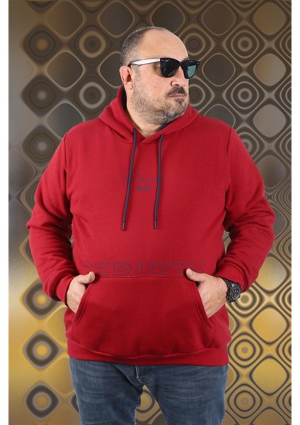 Büyük Beden Kapüşonlu Seweat Rebirth 22740 Bordo