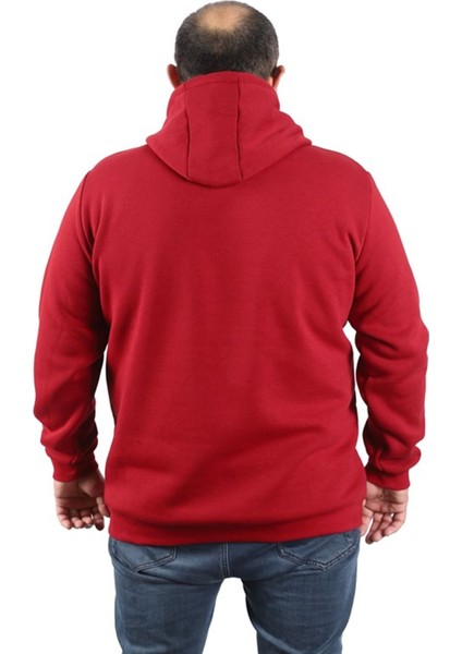 Büyük Beden Kapüşonlu Seweat Rebirth 22740 Bordo modelleri