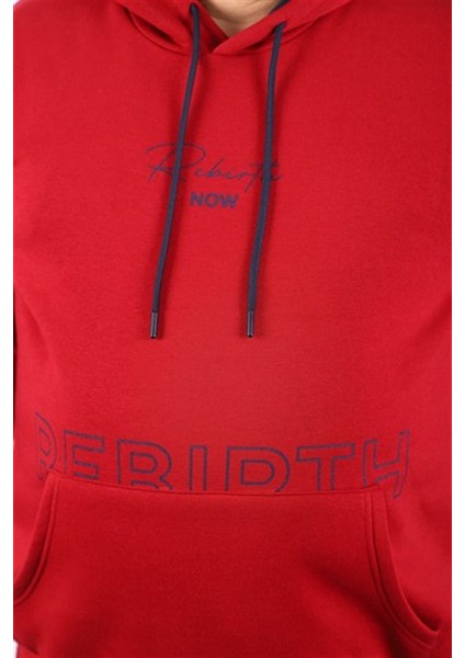 Büyük Beden Kapüşonlu Seweat Rebirth 22740 Bordo fırsatları