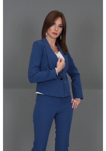 Amerikan Yaka Kısa Klasik Ceket-İndigo modelleri