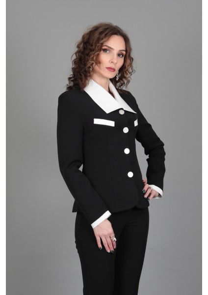 Bebe Yaka Konbin Renkli Ceket-Siyah fırsatları