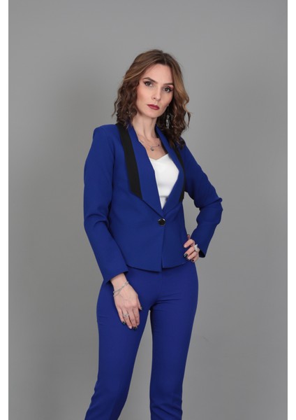 Şeritli Mini Ceket-Saks modelleri