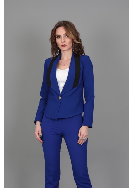 Şeritli Mini Ceket-Saks fırsatları