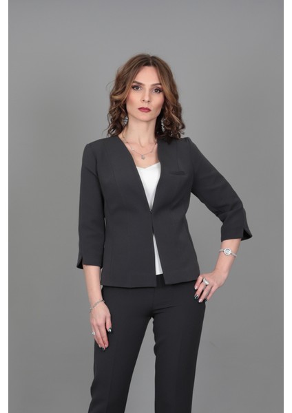 V Yaka Kısa Ceket-Füme modelleri