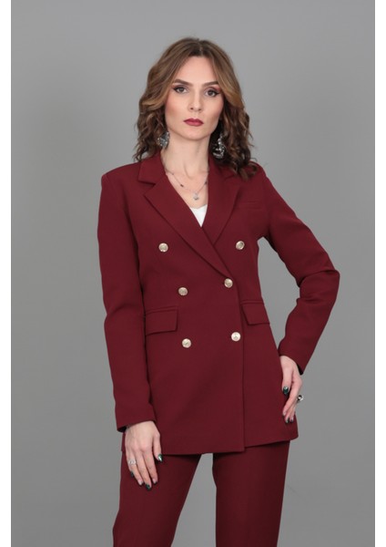 Blazer Ceket-Bordo