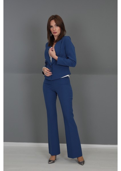 Mini Ceket & Ispanyol Paça Pantolon Takım-Indigo fiyatları