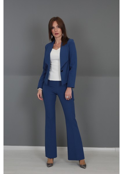 Mini Ceket & Ispanyol Paça Pantolon Takım-Indigo indirimleri