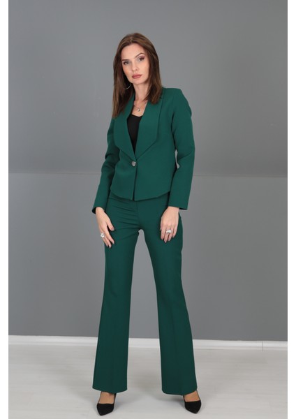 Mini Ceket & İspanyol Paça Pantolon Takım-Zümrüt indirimleri
