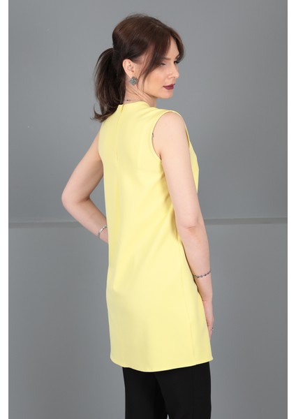 Sıfır Yaka Kolsuz Bluz-Sarı fırsatları