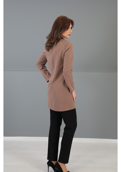 Sıfır Yaka Uzun Kol Bluz-Kahve fırsatları