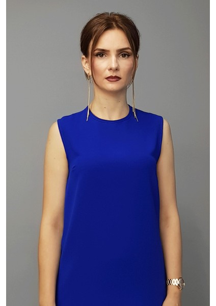 Sıfır Yaka Kolsuz Bluz- Saks modelleri