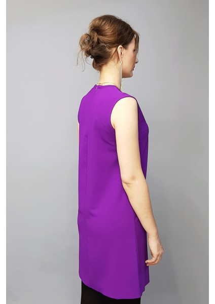 Sıfır Yaka Kolsuz Bluz- Mor fırsatları