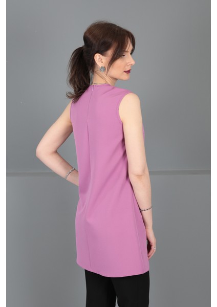 Sıfır Yaka Kolsuz Bluz-Leylak fırsatları
