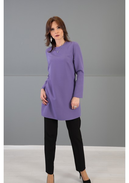 Sıfır Yaka Uzun Kol Bluz-Lila modelleri
