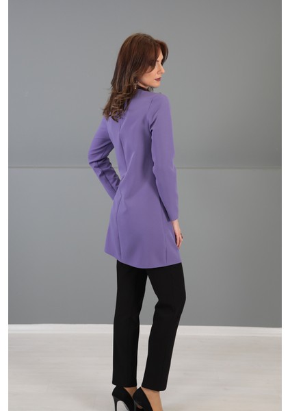 Sıfır Yaka Uzun Kol Bluz-Lila fırsatları