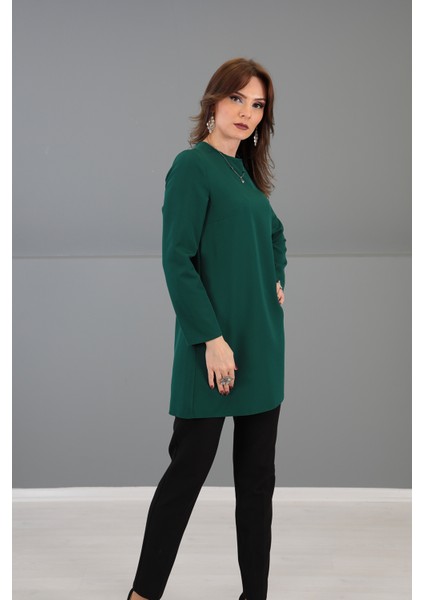 Sıfır Yaka Uzun Kol Bluz-Zümrüt modelleri